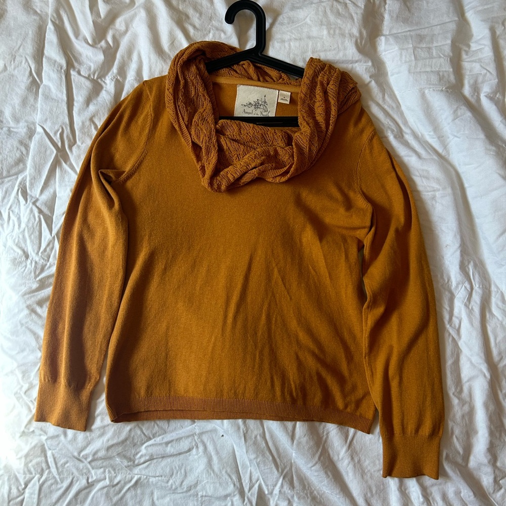Anthropologie Angel of the North Cowl Neck Sweater size XL orange